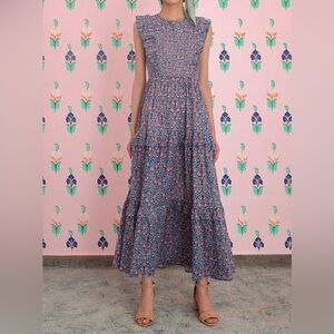 Banjanan Smocked Iris Midi Dress, Size Large, New With Tags